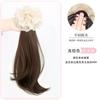 Rabo de Cavalo Lateral de Renda Cabelo Longo Estilo Coreano Natural Rabo de Cavalo Baixo Simulado Estilo Preguiçoso com Elástico de Cabelo Rabo de Cavalo Ligeiramente Cacheado