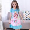 Vestido de noite infantil de verão de manga curta para meninas, pijama de bebê, roupa de casa infantil de verão com desenho animado de princesa frozen