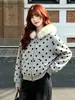 Sudadera con capucha de pelo estilo callejero europeo con cremallera para mujer, lunares, holgada, moderna, chaqueta, nuevos lanzamientos Otoño Invierno 2026