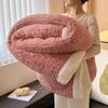 Manta de Terciopelo de Cordero de Doble Capa, Manta Cálida Engrosada de Invierno, Colcha Pequeña, Manta de Felpa para Sofá, Manta para Siesta en la Oficina