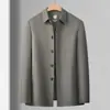 Chaqueta de Algodón de Color Sólido con Solapa para Hombres de Mediana Edad y Mayores 2025 Casual de Negocios Otoño e Invierno Chaqueta de Algodón y Seda