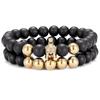 Pulsera popular europea y americana de piedra esmerilada, conjunto de cuentas de casco de guerrero, pulsera elástica de piedra esmerilada, ventas directas de fábrica