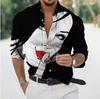 Comercio exterior europeo y americano Camisa de manga larga para hombre nueva de ocio personalidad retro impresión digital 3D camisa de talla grande ropa de hombre