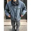 Chaqueta de trabajo azul Detroit para hombre, top corto de lona estilo americano vintage, abrigo de marca moderno de corte limpio con solapa