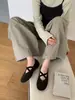 Sapatilha feminina estilo bailarina, de couro bovino fosco, na cor café, 26 outono novo modelo, com tiras cruzadas, fashion, confortável, versátil, leve, de corte baixo