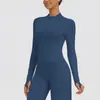 Chamarra casual con cierre para exteriores estilo europeo y americano, para correr y yoga, corte entallado, chaqueta de fitness de manga larga para mujer, ropa de yoga para mujer