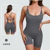 20 Cores Europeu e Americano Primavera e Verão Nude Macacão de Alça Yoga Feminino Macacão Esportivo de Fitness de Alta Intensidade