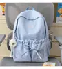 Mochila rosa color flor de cerezo de ensueño con estampados de estrellas, suave y esponjosa, mochila de estilo coreano para sanar para chicas de secundaria
