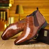 Botines Chelsea Populares de Amazon para Hombre, Botines de Moda con Estampado a Cuadros, Puntera Puntiaguda, Zapatos de Talla Grande para Hombre, Zapatos de Cuero Listos para la Exportación