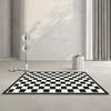 Alfombra para Sala de Estar Estilo Ajedrez Mesa de Centro Moderna Simple Hogar Habitación Dormitorio Cama Completa Mesita de Noche Balcón Tapete de Piso