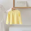 Camiseta Básica Lisa de Manga Larga para Niños Estilo Primavera y Otoño Unisex Niños Bebé Cuello Redondo Capa Base Suave y Excelente Suave y Lisa de Seda Top