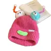 Gorro de Lana Tejido Divertido para Estudiante Niña Invierno Femenino Lindo Niños Familia Estilo Japonés Gorro Bola de Pelo Cálido Protección para Orejas