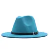 Sombrero de Sol para Exteriores Clásico Fieltro Fedora Ala Ancha Moda Sombrero Jazz con Hebilla de Cinturón