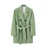 Personalizado~Marca M Lana Impregnada de Yodo 101801 Longitud Media 10% Cachemira 26% Lana Virgen Abrigo Cruzado para Mujer, Otoño/Invierno