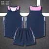 Roupa Esportiva de Basquete Conjunto Masculino Regata de Gola V Sem Mangas Shorts Contraste de Cores Preto Vermelho Uniforme de Time Atacado Adulto Crianças