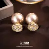 Pendientes Exquisitos y de Moda de Circonita y Perla, Estilo Retro Francés, Pendientes de Alta Gama que se Pueden Usar por Delante y por Detrás, Elegantes y Versátiles
