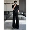 Calça Masculina Versátil da Moda Outono High Street Estilo de Rua Cor Sólida Simples Casual Cool Emagrecedora Alongadora de Pernas Micro Flare