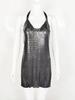 Amazônia europeia e americana sexy deep V split cross-border Mulheres de metal lantejoulas vestido cabresto sling