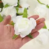 Cabezas de Flores de Rosa Blanca Simuladas, Flores de Rosa Artificiales de Seda, Decoración de Boda, Decoración del Hogar, Flores Simuladas al por Mayor