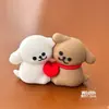 214 Decoração de Bolo Dia dos Namorados Desenho Animado Casal Fofo Urso e Coelho de Borracha Macia Desenho de Linha Cachorro Gato Kt Figuras Toppers
