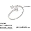 Anillo abierto de banda delgada con pavé de circonita cúbica en forma de corazón, acero inoxidable chapado en oro de 18 quilates, accesorios de uso con temperamento francés suave para mujer