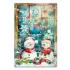 Qzbjc120 Banner Falso de Ventana Navideño Transfronterizo Cartel de Muñeco de Nieve Navideño Cortina Colgante Decoración de Ventana Festiva Pegatina de Pared