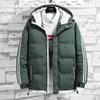 Jaqueta Masculina Acolchoada com Penugem 2024 Inverno Novo Estilo Jaqueta Acolchoada de Algodão Marca Moderna Curta à Prova de Vento Quente Acolchoada Espessa Casaco Jaqueta com Capuz