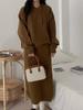 Conjunto de dos piezas de falda larga con capucha de punto transfronterizo, nuevo para otoño e invierno, estilo perezoso, importación extranjera