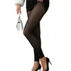 Leggings Gruesos Negros Transparentes con Forro de Felpa, Medias Negras Transparentes de Nueve Puntos, Medias Negras Enteras con Correas para el Pie, Falsamente Transparentes, Otoño e Invierno
