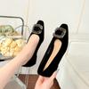 Zapatos Planos Franceses de Otoño e Invierno para Mujer, Boca Baja de Gamuza con Hebilla de Pedrería, Zapatos para Mujer con Suelas Suaves Aumentadas que No Cansan los Pies
