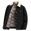 Chaqueta Casual de Terciopelo Grueso para Hombre Transfronteriza Otoño e Invierno Cálida Cómoda Agradable a la Piel Solapa Sin Bolitas Chaqueta de Plumas Cómoda para Hombre