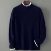 Suéter Masculino de Lã 100% Gola Alta Meia-Boca 7 Fios Espessado Linha Única Pronto Para Vestir Pulôver de Malha Solta Camisa Base