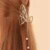 Pinza de Agarre con Borla de Perla Metálica Horquilla para el Cabello de la Parte Posterior de la Cabeza para Niña Pinza de Tiburón para el Cabello Elegante Horquilla Elegante Accesorios para el Cabello Simples