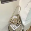 Bolso de Tejido con Cuentas de Colores Contrastantes, Moda y Fresco, Gran Capacidad, Bolso de Malla de Alta Gama, Bolso para Vacaciones en la Playa y Viajes de Ocio