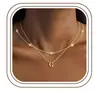 El Nuevo Set de Tres Piezas de Collar de 26 Letras Transfronterizo de Amazon es Moderno y Elegante, Cadena de Clavícula Multicapa, Versátil para el Uso Diario