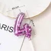 Estilo Ins Criativo Rosa e Roxo Formato de Balão Vela Digital 520 Aniversário Bolo de Primeiro Aniversário Decoração Plug-In