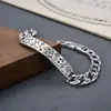 Pulsera de Plata de Ley S925 Graffiti Estilo K Joyería de Plata Retro para Hombre Pulsera Personalizada de Plata Tailandesa Sutra del Corazón Retro Mantra de Seis Caracteres para Hombres y Mujeres