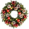 Decoraciones Navideñas Transfronterizas 40cm Decoraciones de Corona Navideña Colgantes para Puerta Regalos Arreglo de Escena de Pared Corona de Guirnalda de Flores