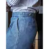Pantalones Rectos de Mezclilla Casual para Hombre Primavera y Verano Caballero de Negocios Pantalones de Cintura Alta Jeans Plisados Juventud Nápoles