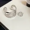 Pulsera de Apertura Hueca con Esmalte Metálico Irregular, Juego de Pulseras Elegantes de Lujo Ligero Retro, Pulsera de Gama Alta Europea y Americana