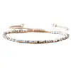 Pulsera tejida a mano de ángulo de corte 2x3 color plata Ajustable Pulsera de cuentas de plata rota Moda para mujer Joyería exquisita