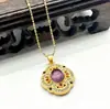 Colgante de Cristal Natural de Trébol de Cuatro Hojas Accesorios Suministro en Vivo Canal de Cooperación de la Cadena de Suministro Joyería de Cristal Micro-Embebida 3006