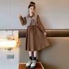 Traje de falda con chaleco de pata de gallo moderno para niñas de mediana edad y mayores, vestido nuevo estilo preppy para primavera y otoño