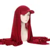 Novo Chapéu Cachecol Feminino Cor Sólida Estilo Transfronteiriço com Aba, Chapéu Cachecol de Puxar Versátil