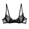Renda Bordada Europeia e Americana Transfronteiriça Lingerie para Mulheres, Sutiã Ultra Fino Vazado Que Faz Seios Grandes Parecerem Menores, Estilo Sexy Sem Aro
