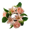 Corona de Candelabro de Rosa y Lirio de Color Primavera Artificial Transfronteriza Decoración para Fiesta en Casa de Amazon Adorno para Boda de Primavera
