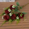 Flores artificiais de rosa Austin mais vendidas internacionalmente para decoração de corredor de casamento, flores falsas para adereços de fotografia, flores de seda de mão no atacado