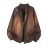 2026 Nueva Chaqueta Casual para Hombre Calle Alta Americana Patrón Oscuro Piel Sintética Holgada Tendencia Marca Ropa de Motociclista Chaqueta Tomar Ropa de Abrigo