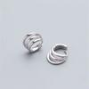 Pendientes de plata de ley s925 con hebilla corta para oreja, de tres capas, pequeños, combinables con todo, con personalidad, a la moda, para parejas, sin orejas.