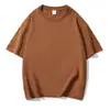 Camiseta Masculina Off-Shoulder de Manga Curta Algodão Puro de Xinjiang Peso Pesado 300g Feminina Solta Casual Respirável Cor Sólida